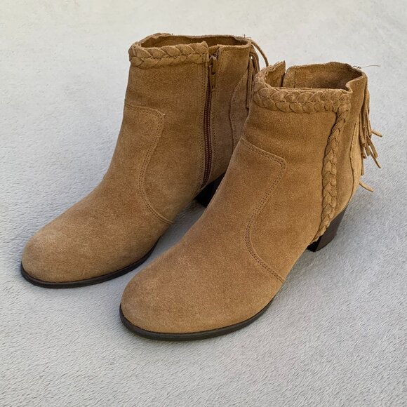 Matisse Lucinda Suede Fringe Block Heel Ankle Booties Sz8 - Picture 2 of 15